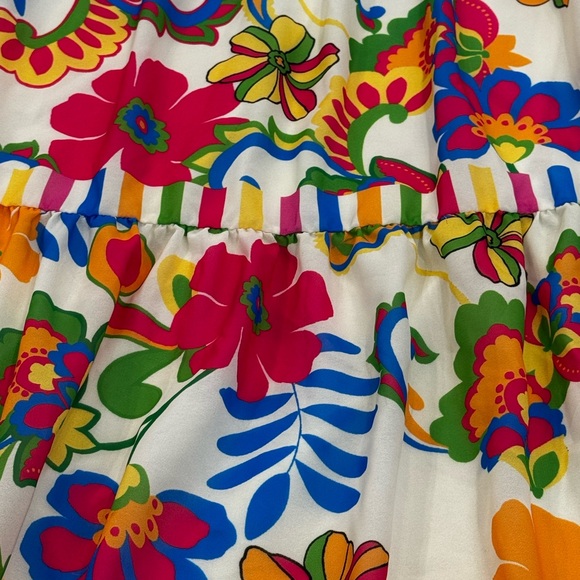 Flying Tomato Colorful Floral Tiered Midi Dress 3X Fully Lined Tie Straps - Picture 3 of 8